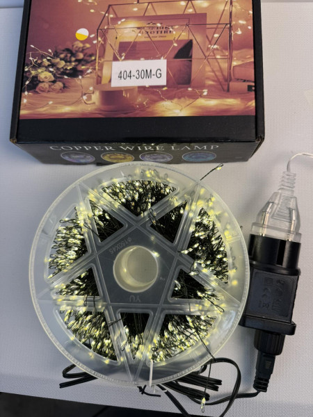Світлодіодна гірлянда «Роса-мішура» 30 м (1000 LED, тепле світло, зелений мідний дріт, статичний режим, 