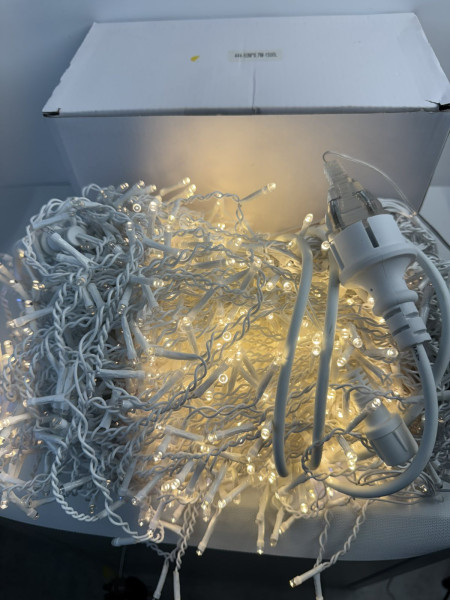 Гірлянда вулично-фасадна бахрома 50м 1500 LED, білий дріт, тепле світло, з ефектом спалаху (з'єднувальна, фабрична якість)