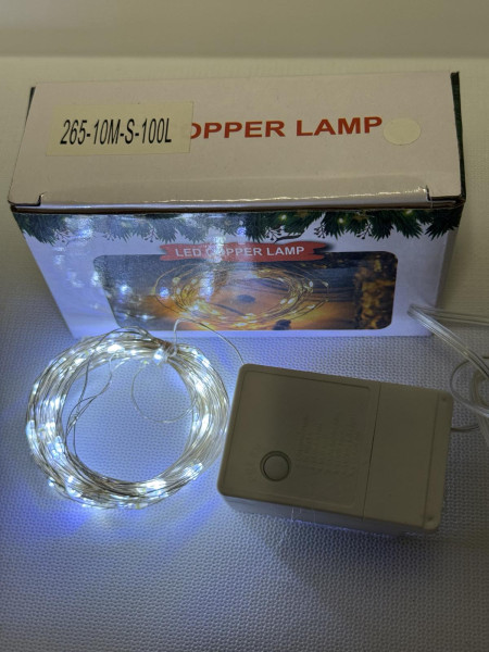 Гірлянда «Роса» 10 м, 100 LED (холодне світло, срібний дріт, 8 режимів)